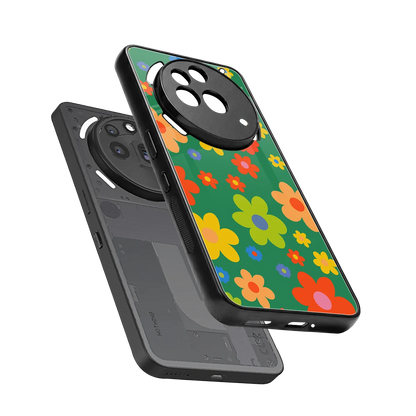 Greenery Blossom sleek nothing phone 3a pro cover with tempered glass back and TPU edges