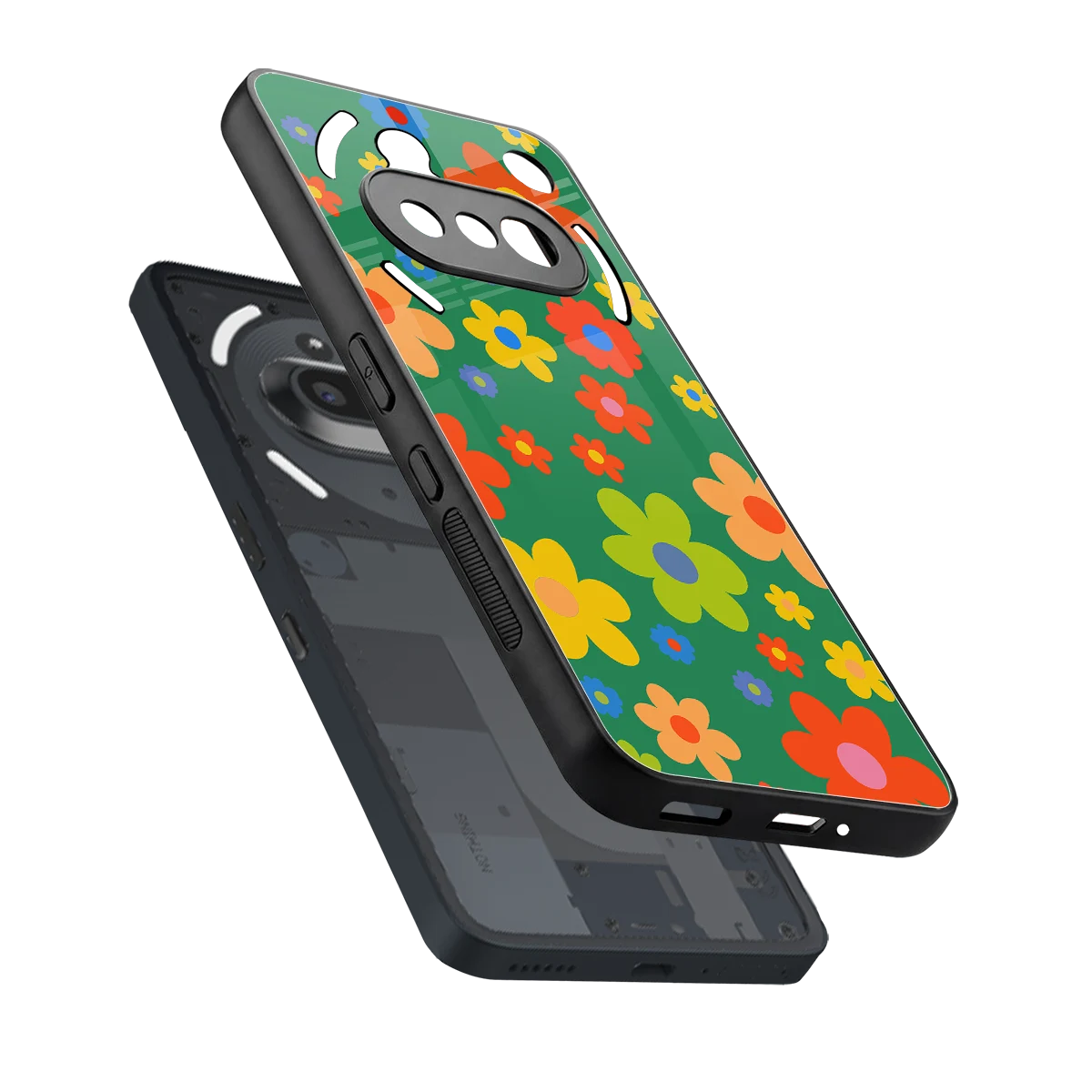 Greenery Blossom sleek nothing phone 3a cover with tempered glass back and TPU edges