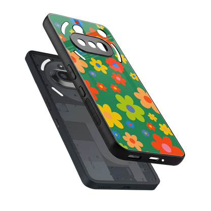 Greenery Blossom sleek nothing phone 3a cover with tempered glass back and TPU edges