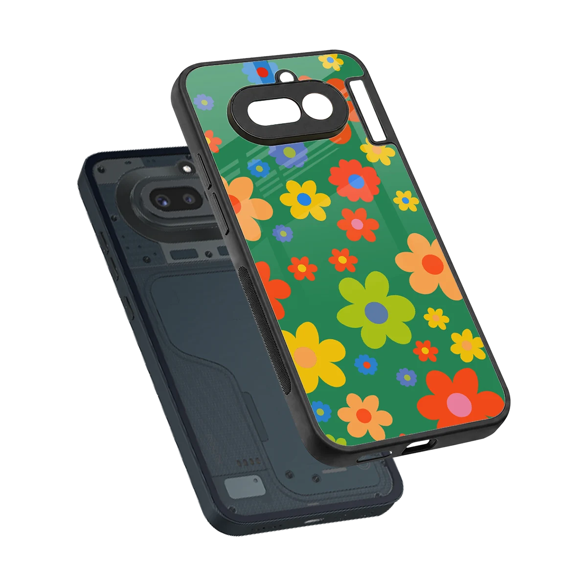 Greenery Blossom sleek nothing phone 4a cover with tempered glass back and TPU edges