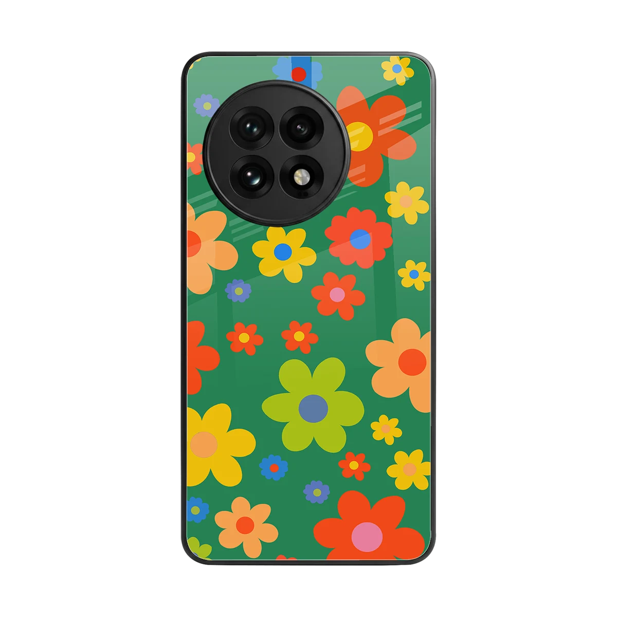 Greenery Blossom back phone cover | glass case for oneplus 13r