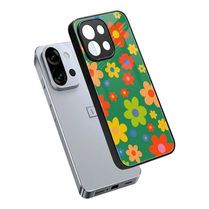 Greenery Blossom sleek oneplus 13s cover with tempered glass back and TPU edges