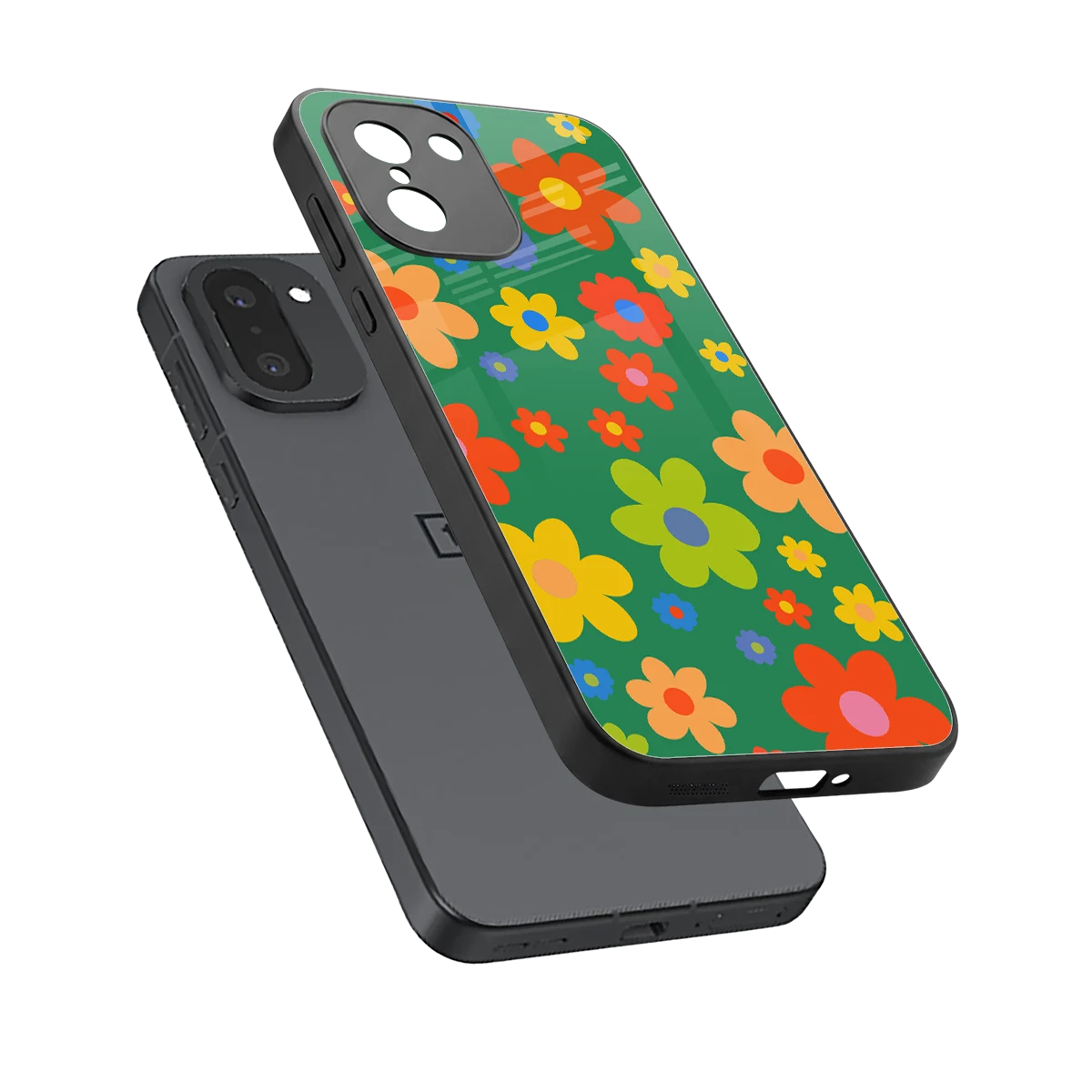 Greenery Blossom sleek oneplus 15r cover with tempered glass back and TPU edges