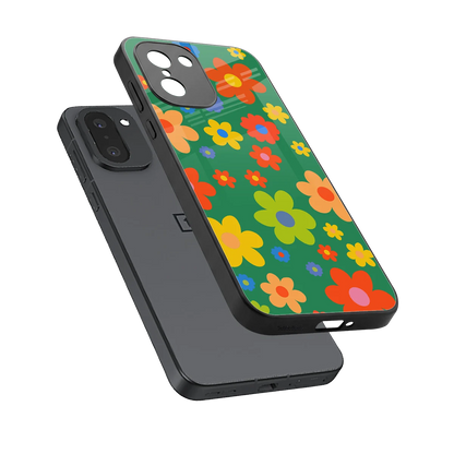 Greenery Blossom sleek oneplus 15r cover with tempered glass back and TPU edges
