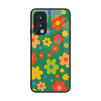 Greenery Blossom back phone cover | glass case for oneplus nord 2
