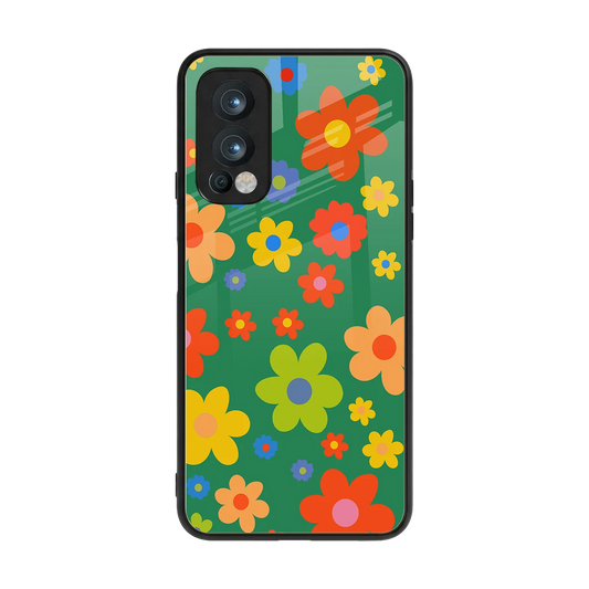 Greenery Blossom back phone cover | glass case for oneplus nord 2
