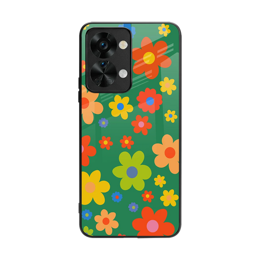 Greenery Blossom back phone cover | glass case for oneplus nord 2t