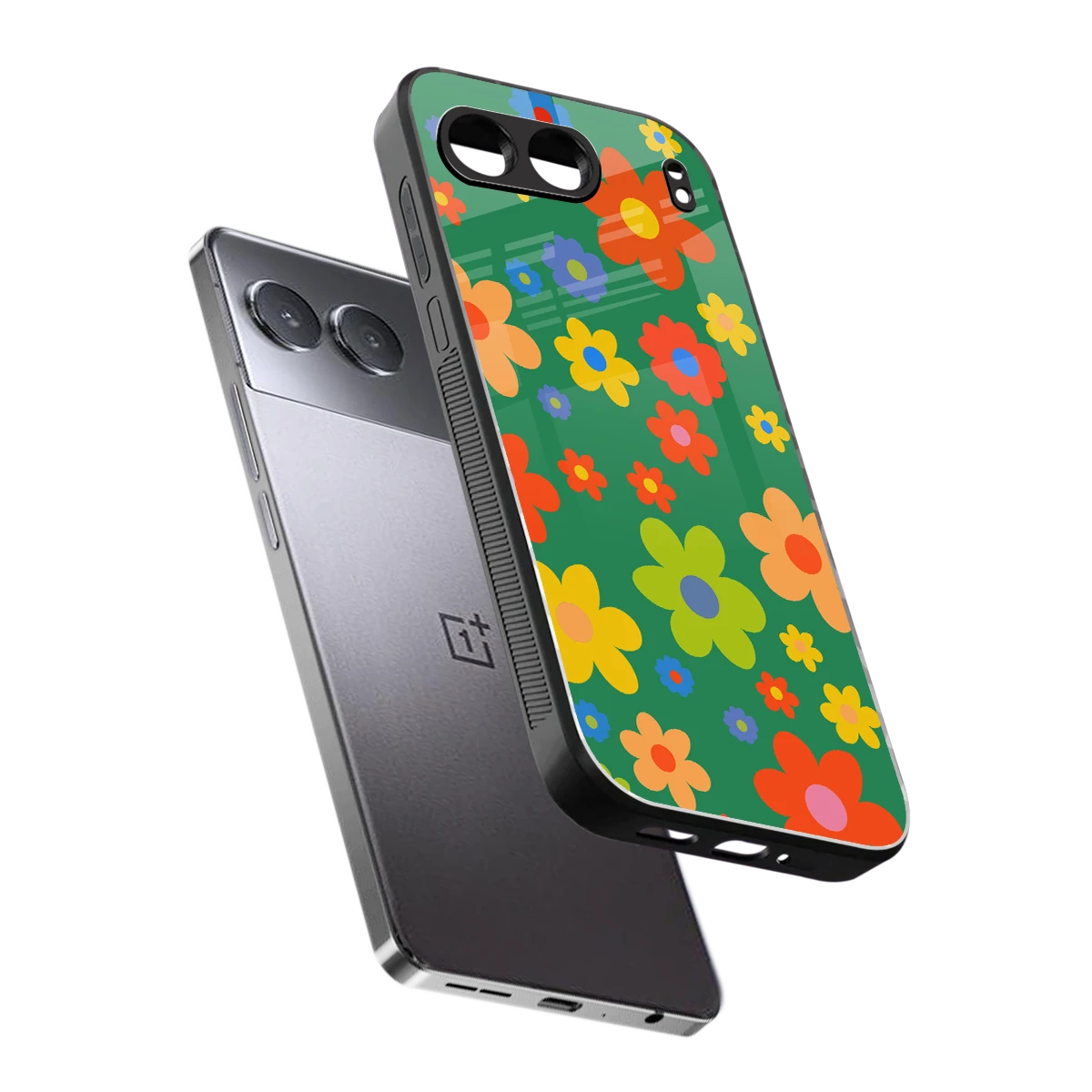Greenery Blossom sleek oneplus nord 4 cover with tempered glass back and TPU edges