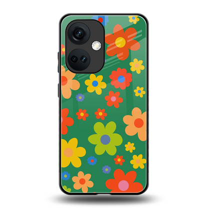 Greenery Blossom back phone cover | glass case for oneplus nord ce 3