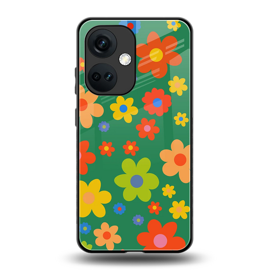 Greenery Blossom back phone cover | glass case for oneplus nord ce 3