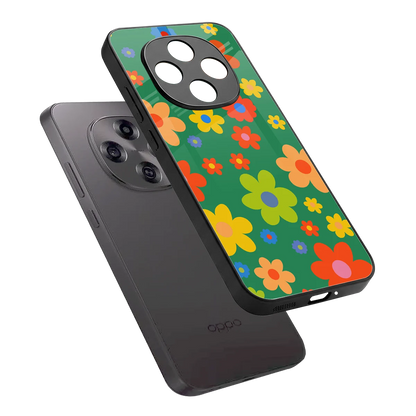 Greenery Blossom sleek oppo f31 pro 5g cover with tempered glass back and TPU edges