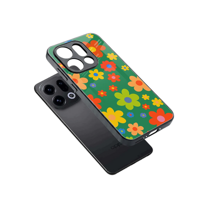 Greenery Blossom sleek oppo find x9 cover with tempered glass back and TPU edges