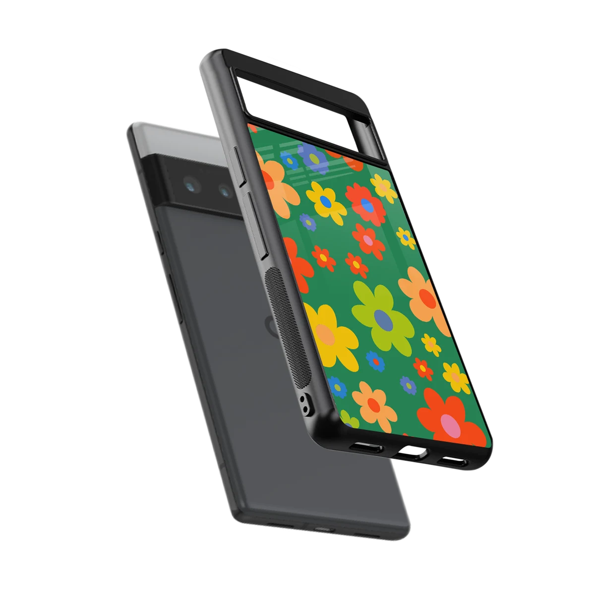 Greenery Blossom sleek google pixel 6 pro cover with tempered glass back and TPU edges