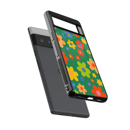 Greenery Blossom sleek google pixel 6 pro cover with tempered glass back and TPU edges