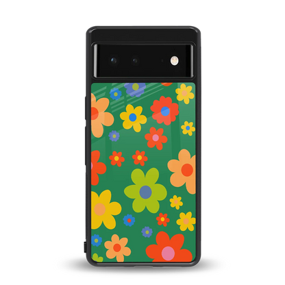 Greenery Blossom back phone cover | glass case for google pixel 6a