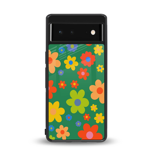 Greenery Blossom back phone cover | glass case for google pixel 6a
