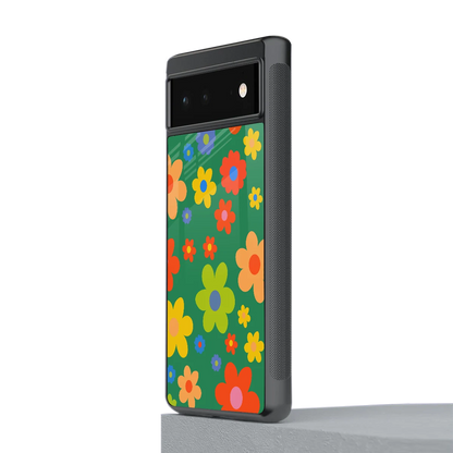 Greenery Blossom stylish phone case for google pixel 6a | glossy glass and slim fit