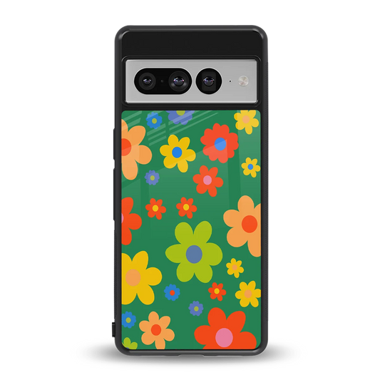 Greenery Blossom back phone cover | glass case for google pixel 7 pro