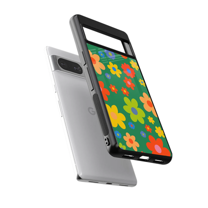 Greenery Blossom sleek google pixel 8 cover with tempered glass back and TPU edges