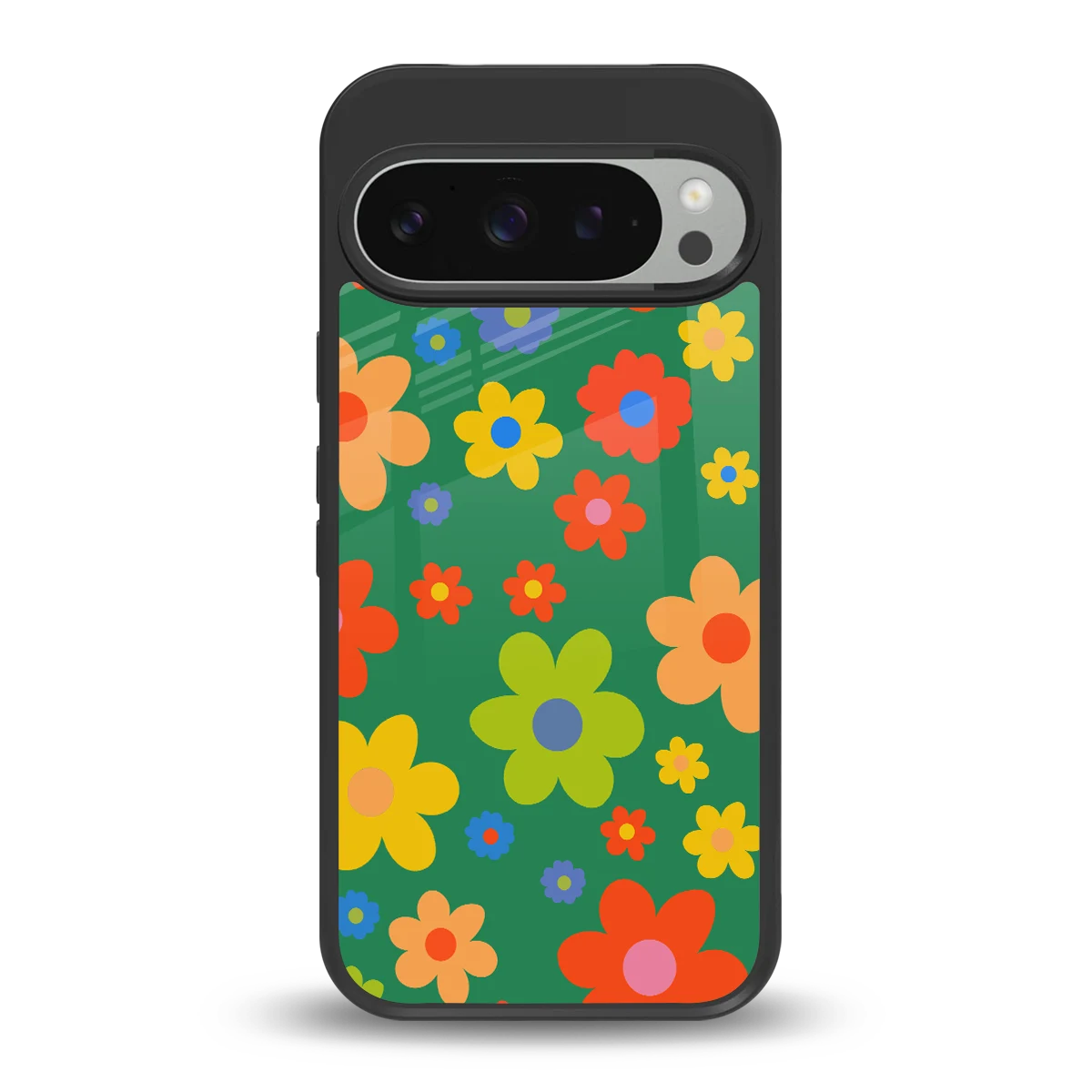 Greenery Blossom back phone cover | glass case for google pixel 9 pro