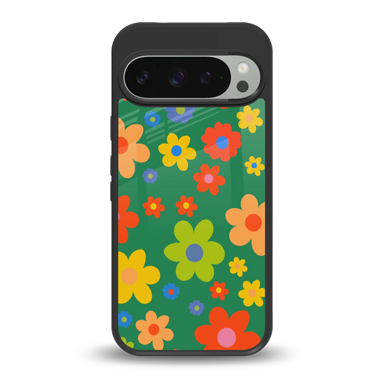 Greenery Blossom back phone cover | glass case for google pixel 9 pro