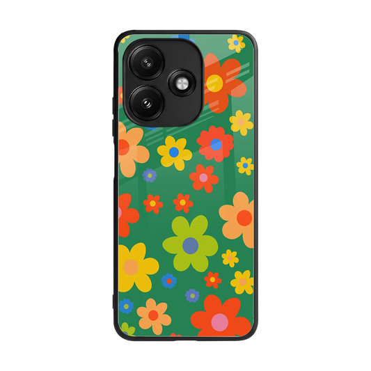 Greenery Blossom back phone cover | glass case for redmi 12 5g