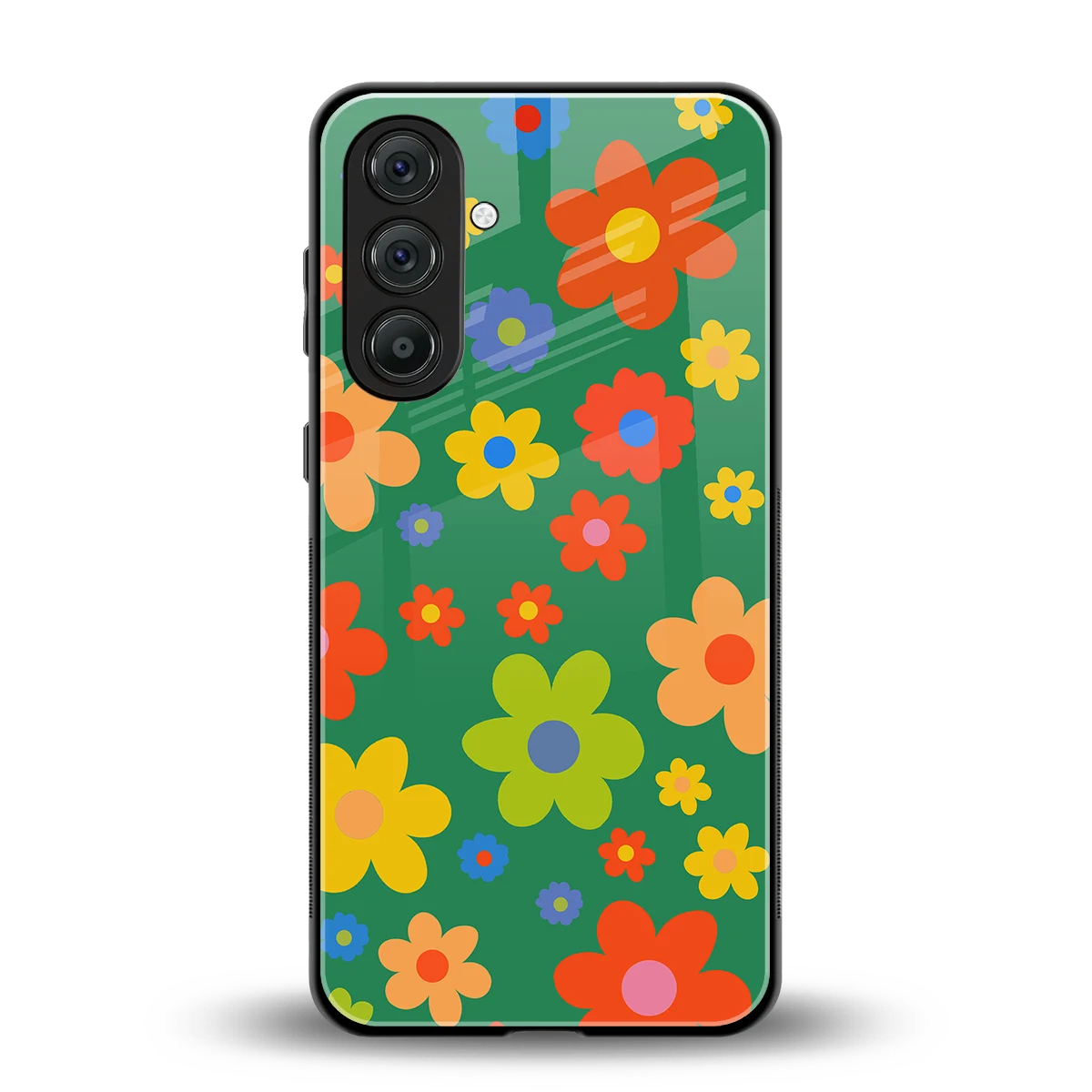 Greenery Blossom back phone cover | glass case for samsung galaxy a55 5g