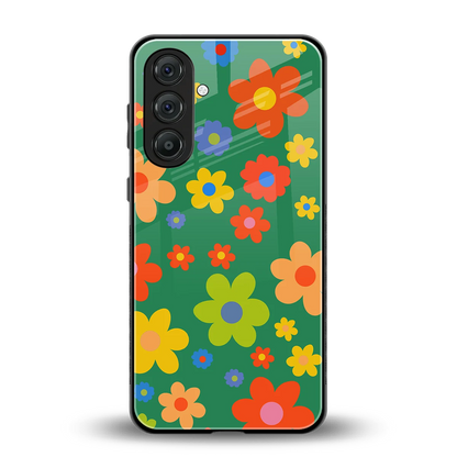 Greenery Blossom back phone cover | glass case for samsung galaxy a55 5g