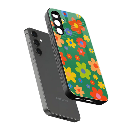 Greenery Blossom sleek samsung galaxy a55 5g cover with tempered glass back and TPU edges