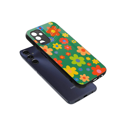 Greenery Blossom sleek samsung galaxy m14 5g cover with tempered glass back and TPU edges