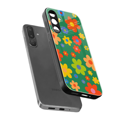 Greenery Blossom sleek samsung galaxy m56 5g cover with tempered glass back and TPU edges