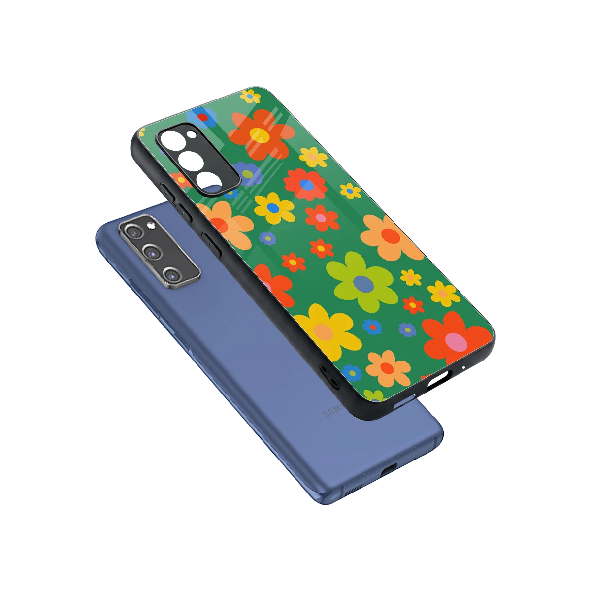 Greenery Blossom sleek samsung galaxy s20 fe cover with tempered glass back and TPU edges