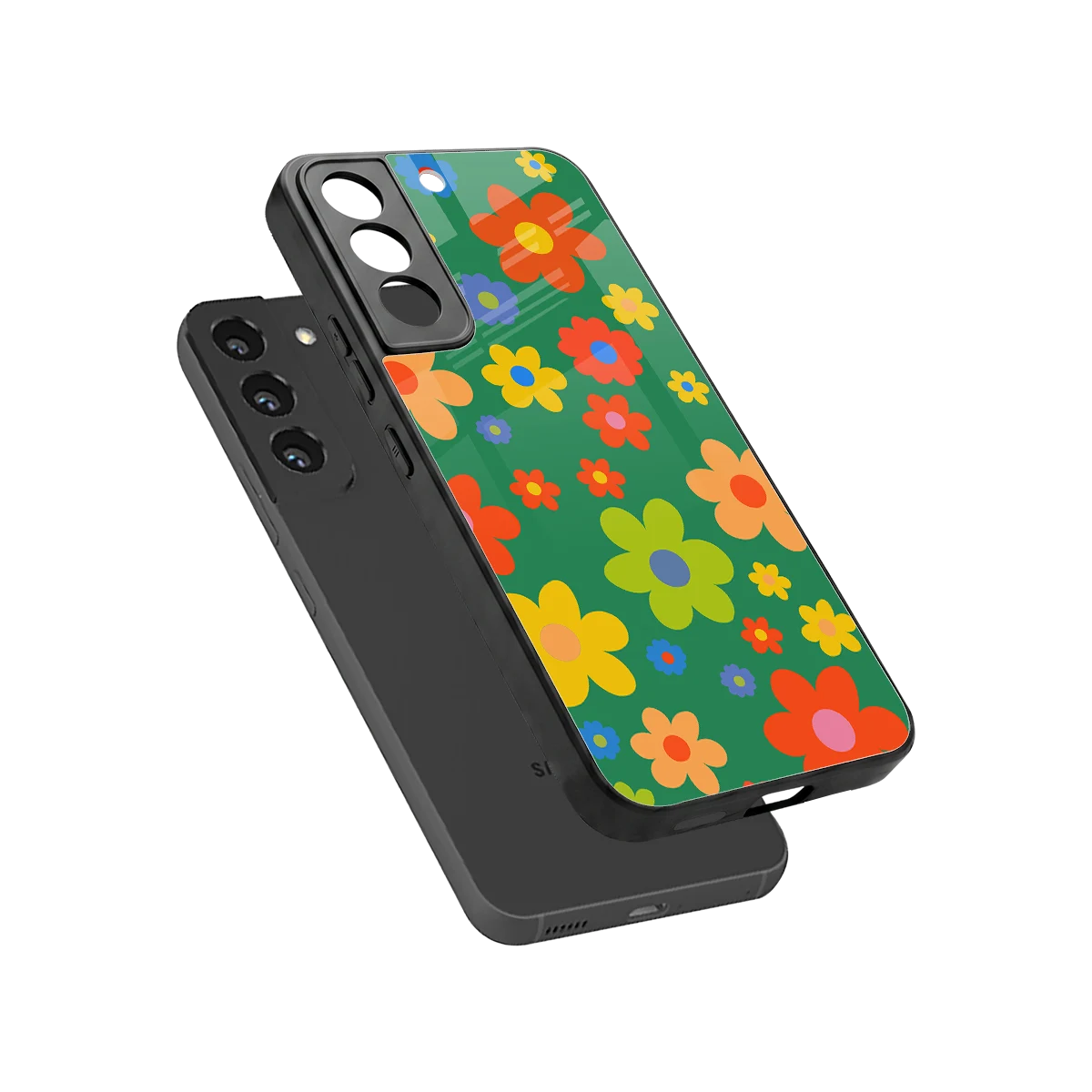 Greenery Blossom sleek samsung galaxy s22 cover with tempered glass back and TPU edges