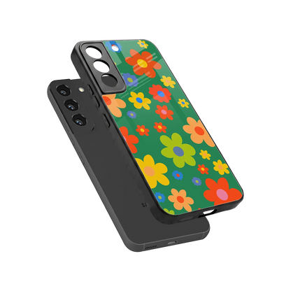 Greenery Blossom sleek samsung galaxy s22 cover with tempered glass back and TPU edges