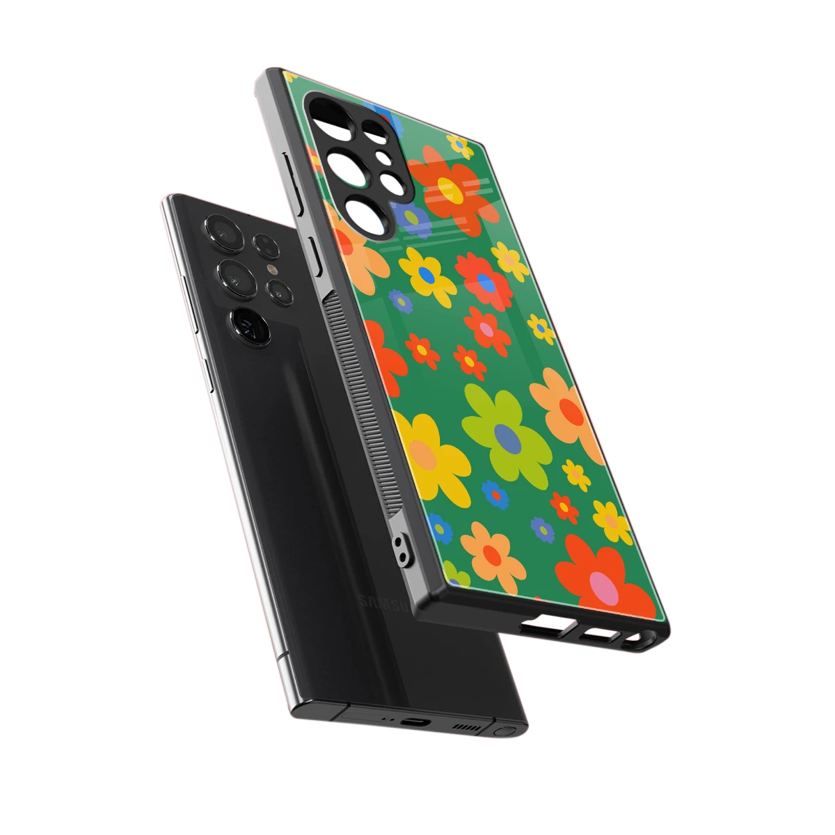 Greenery Blossom sleek samsung galaxy s23 ultra cover with tempered glass back and TPU edges