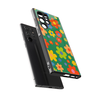 Greenery Blossom sleek samsung galaxy s23 ultra cover with tempered glass back and TPU edges