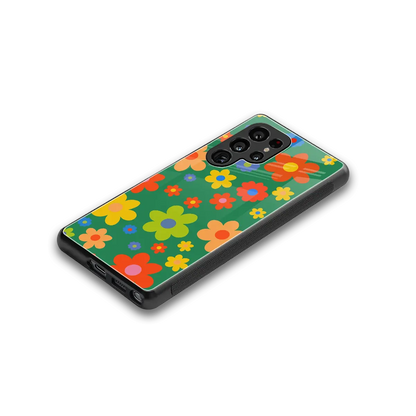 Greenery Blossom stylish phone case for samsung galaxy s25 ultra | glossy glass and slim fit