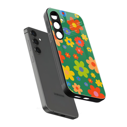 Greenery Blossom sleek samsung galaxy s25 cover with tempered glass back and TPU edges