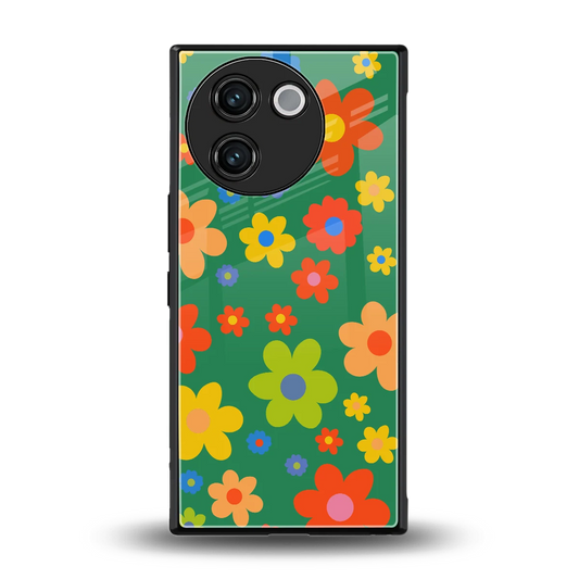Greenery Blossom back phone cover | glass case for vivo v30e