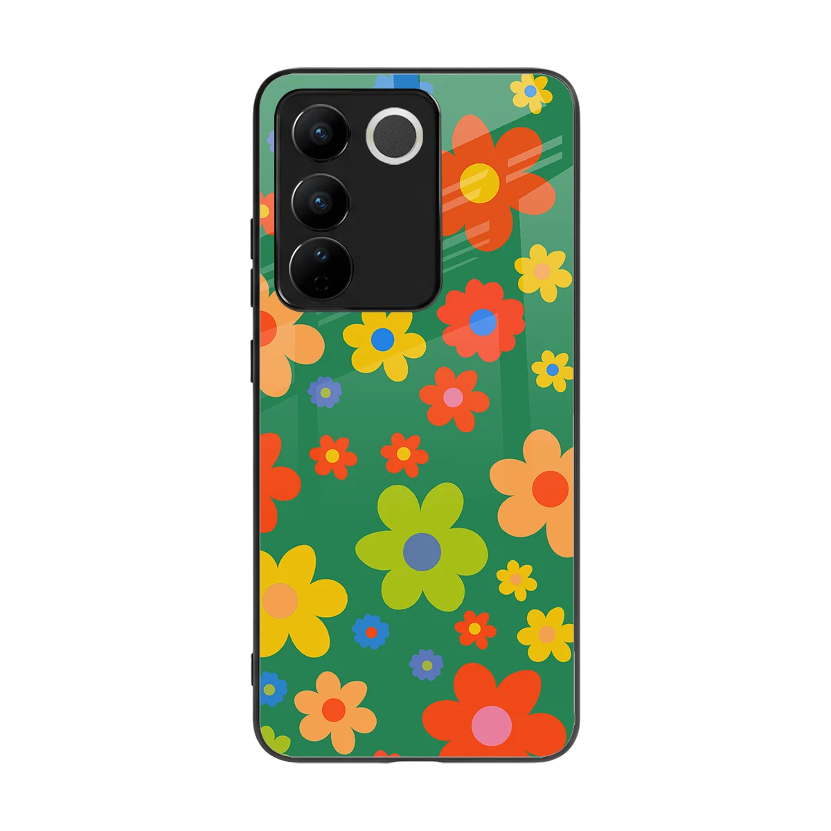 Greenery Blossom back phone cover | glass case for vivo v27 5g
