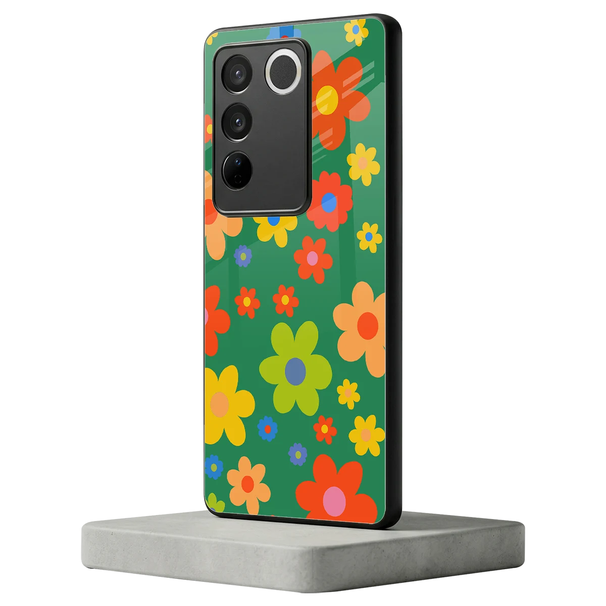 Greenery Blossom vivo v27 5g mobile cover | shockproof glass phone case