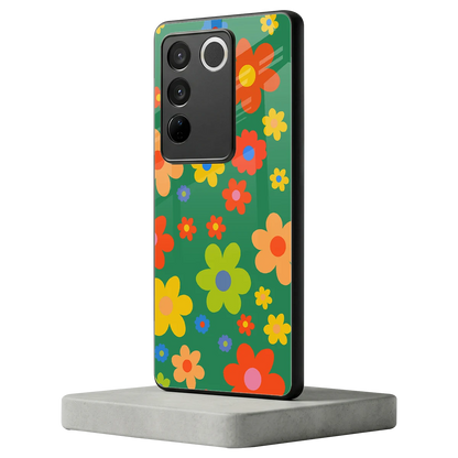 Greenery Blossom vivo v27 5g mobile cover | shockproof glass phone case