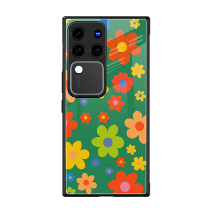 Greenery Blossom back phone cover | glass case forvivo v30 pro