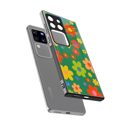 Greenery Blossom sleekvivo v30 pro cover with tempered glass back and TPU edges