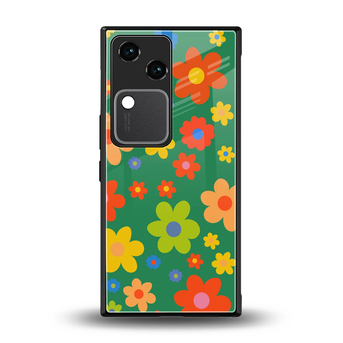 Greenery Blossom back phone cover | glass case for vivo v30