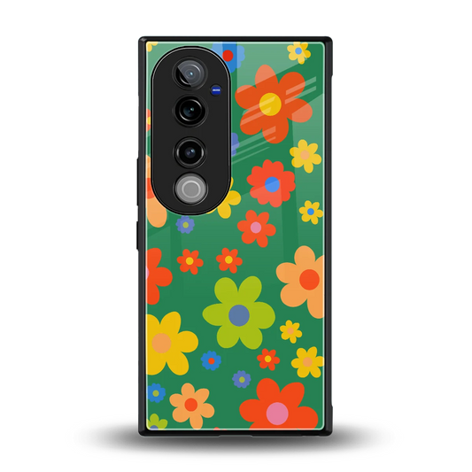 Greenery Blossom back phone cover | glass case for vivo v40 pro