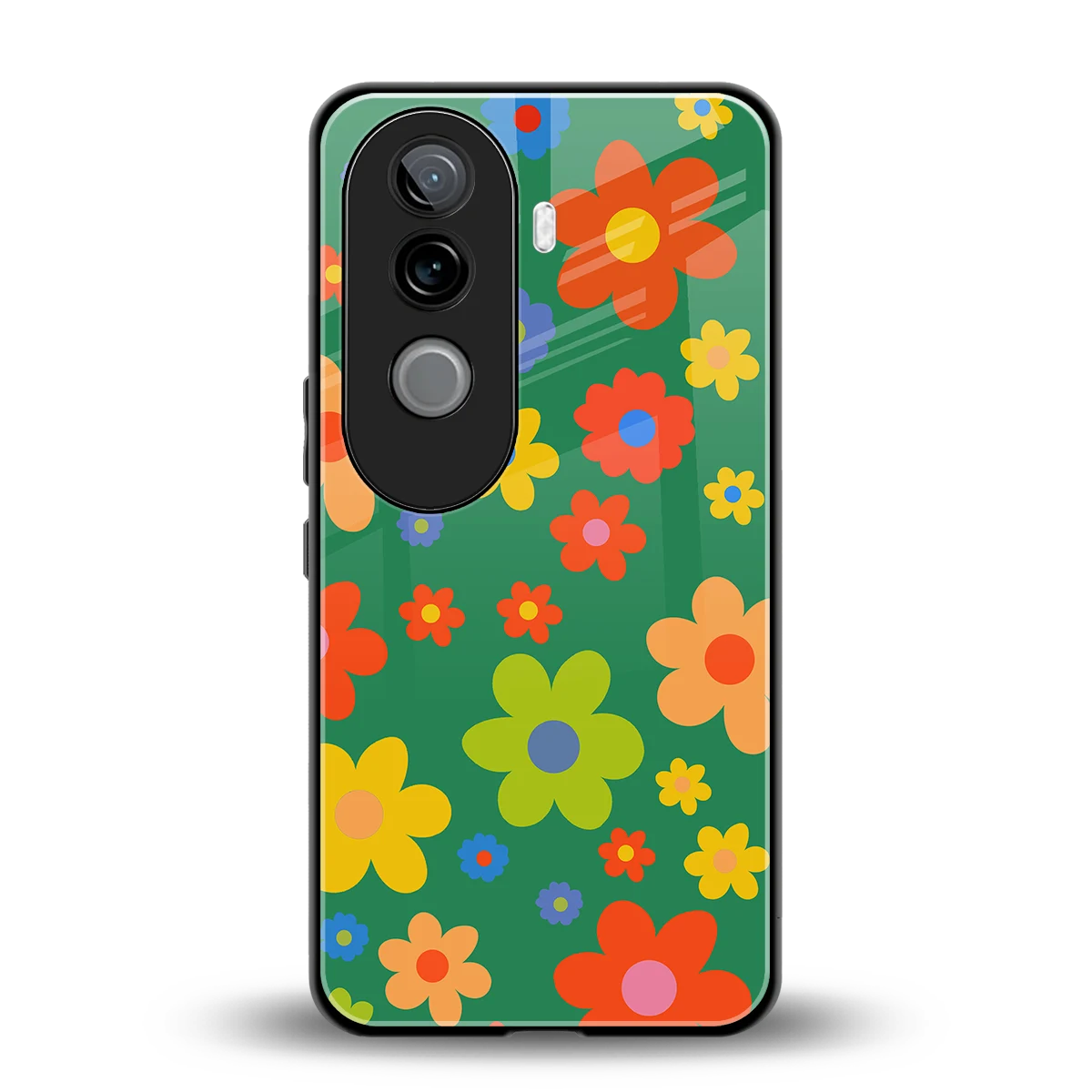 Greenery Blossom back phone cover | glass case for vivo v40e