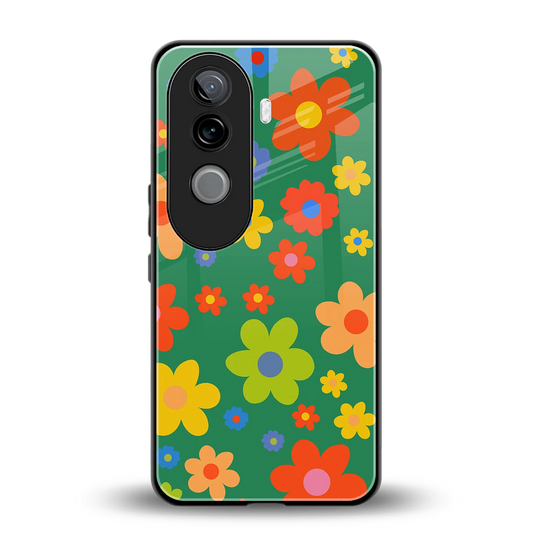Greenery Blossom back phone cover | glass case for vivo v40e