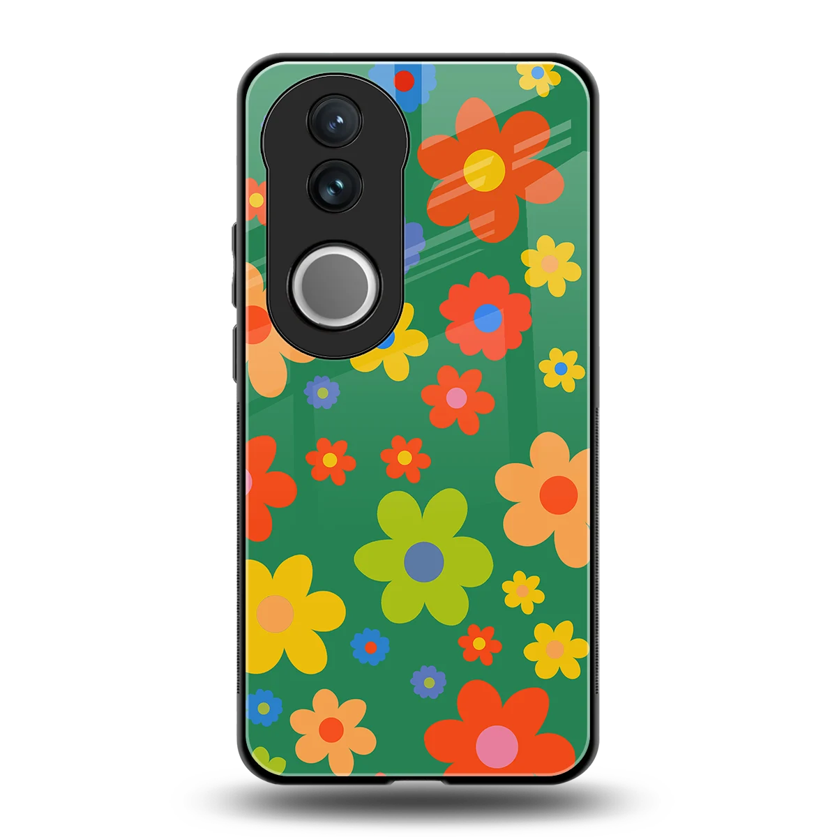Greenery Blossom back phone cover | glass case for vivo v50