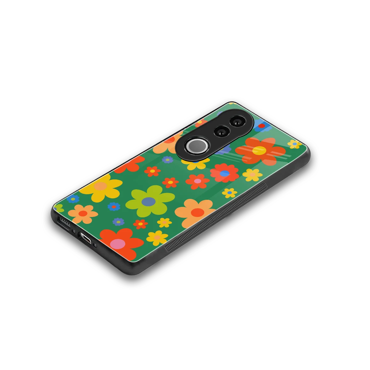 Greenery Blossom stylish phone case for vivo v50 | glossy glass and slim fit